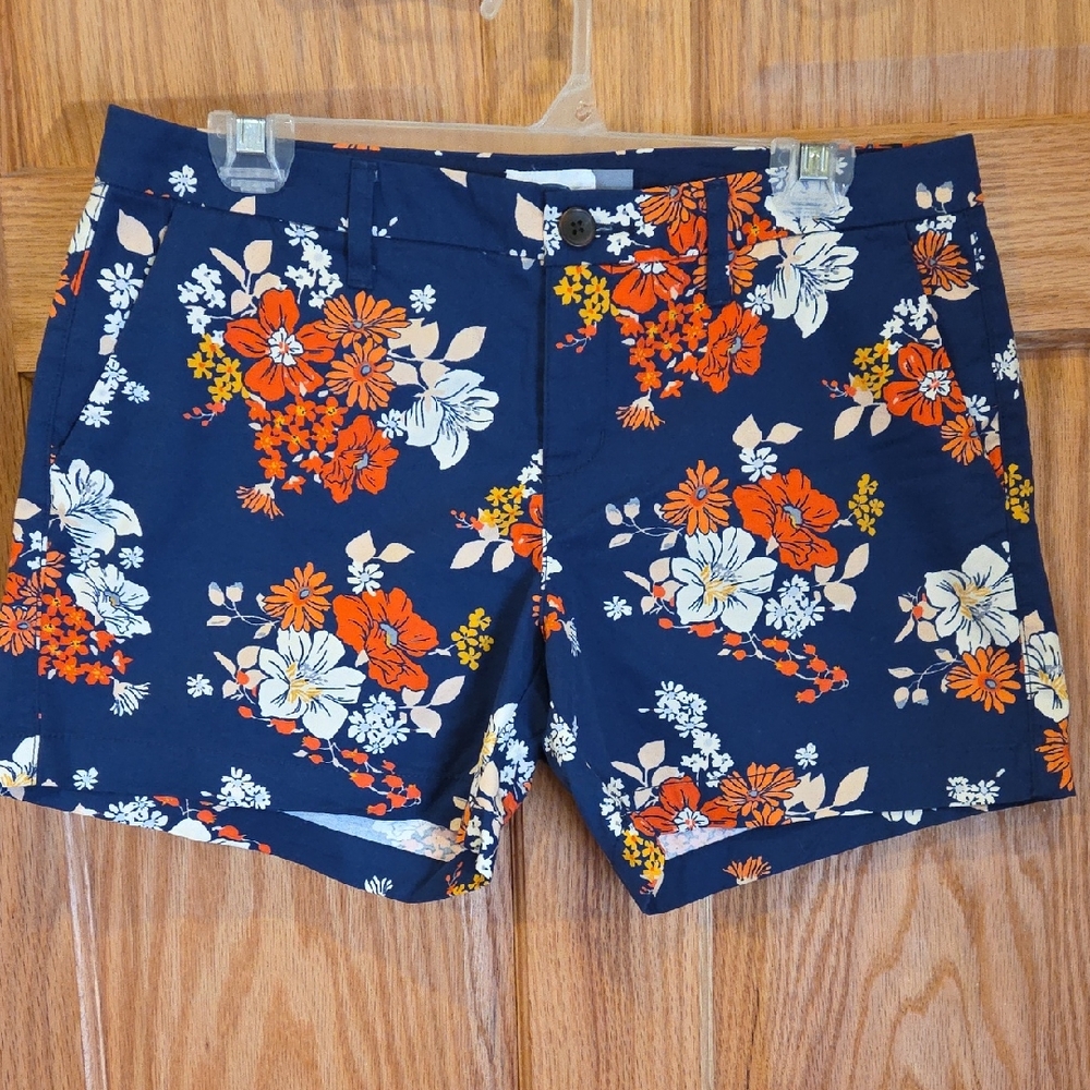 Old Navy Floral Print Womens Shorts - Navy and Orange